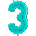 26" Midsize Foil Shape Balloon Number 3 Tiffany