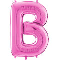 26" Midsize Letter Shape B Fuchsia Foil Balloon