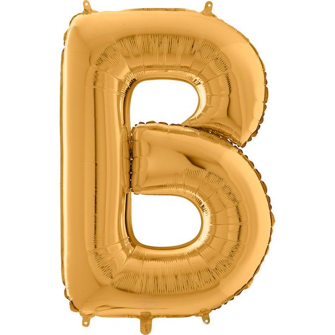 26" Midsize Letter Shape B Gold Foil Balloon