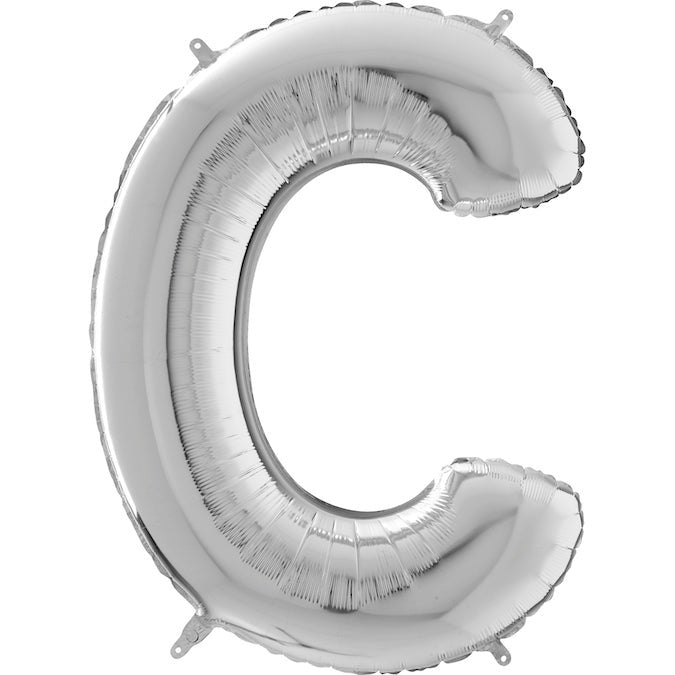 26" Midsize Letter Shape C Silver Foil Balloon