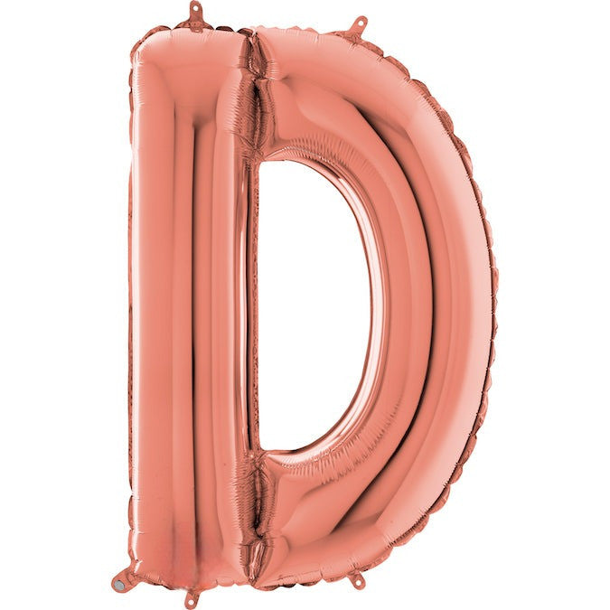 26" Midsize Letter Shape D Rose Gold Foil Balloon