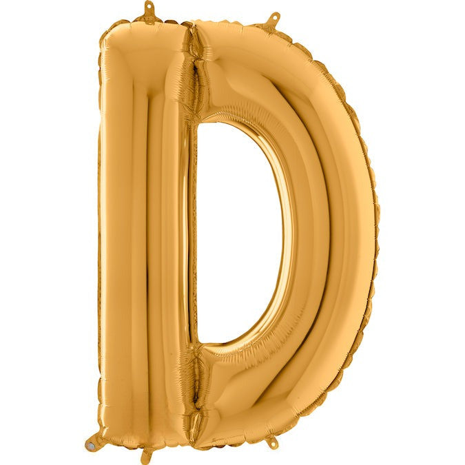 26" Midsize Letter Shape D Gold Foil Balloon