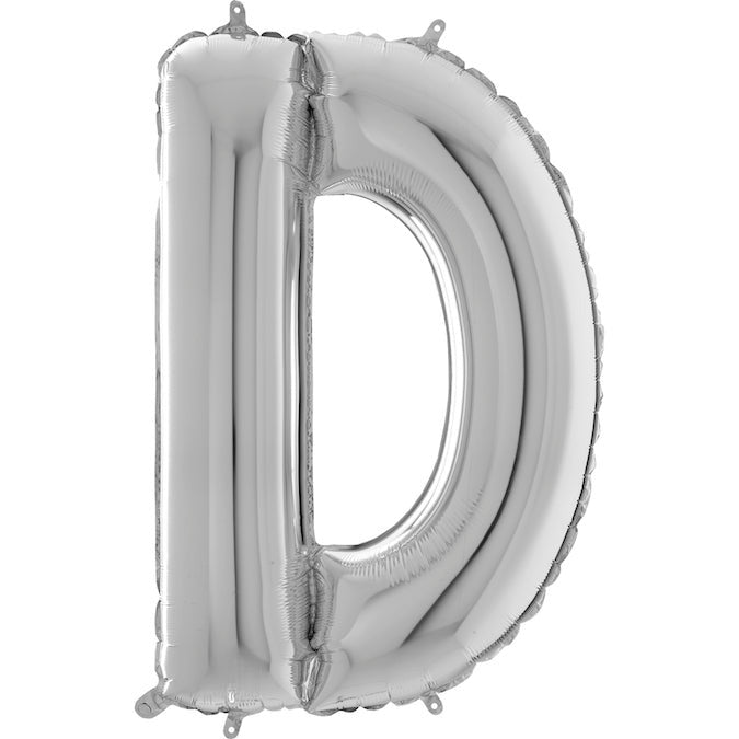 26" Midsize Letter Shape D Silver Foil Balloon