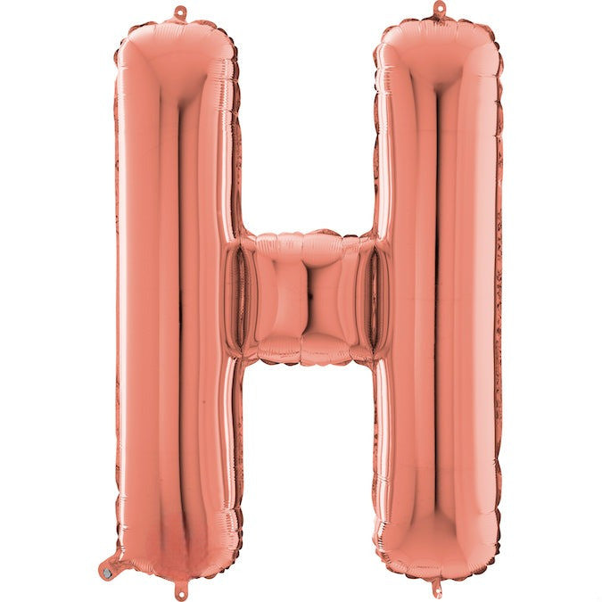 26" Midsize Letter Shape H Rose Gold Foil Balloon