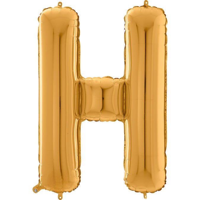 26" Midsize Letter Shape H Gold Foil Balloon