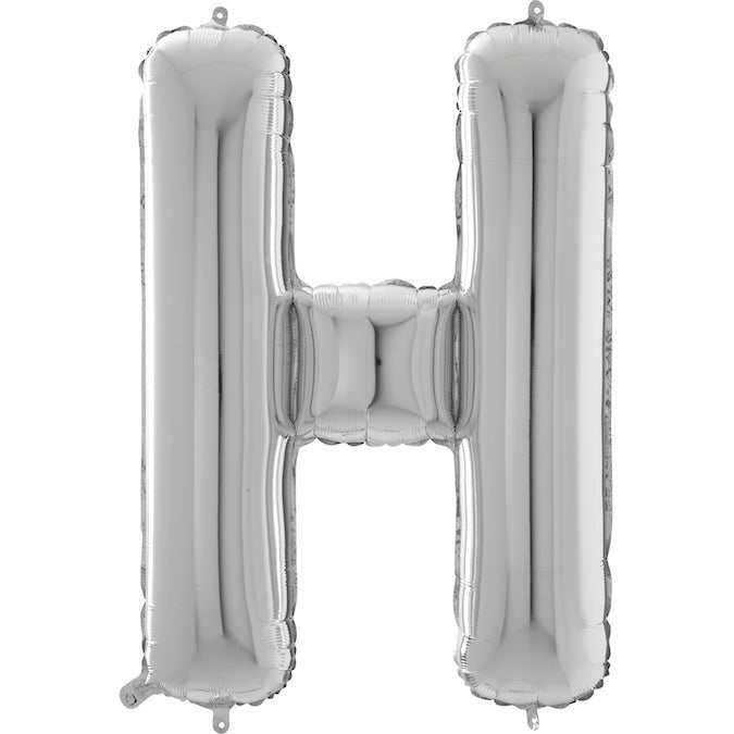 26" Midsize Letter Shape H Silver Foil Balloon