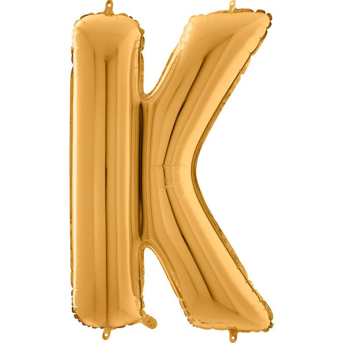 26" Midsize Letter Shape K Gold Foil Balloon