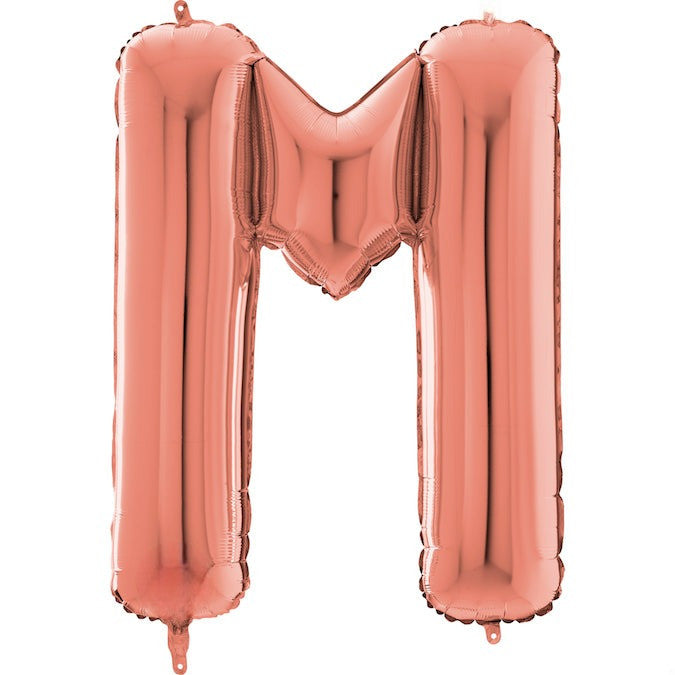 26" Midsize Letter Shape M Rose Gold Foil Balloon