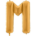 26" Midsize Letter Shape M Gold Foil Balloon