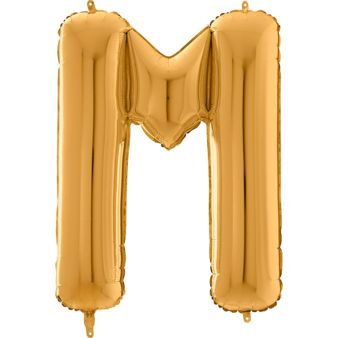 26" Midsize Letter Shape M Gold Foil Balloon