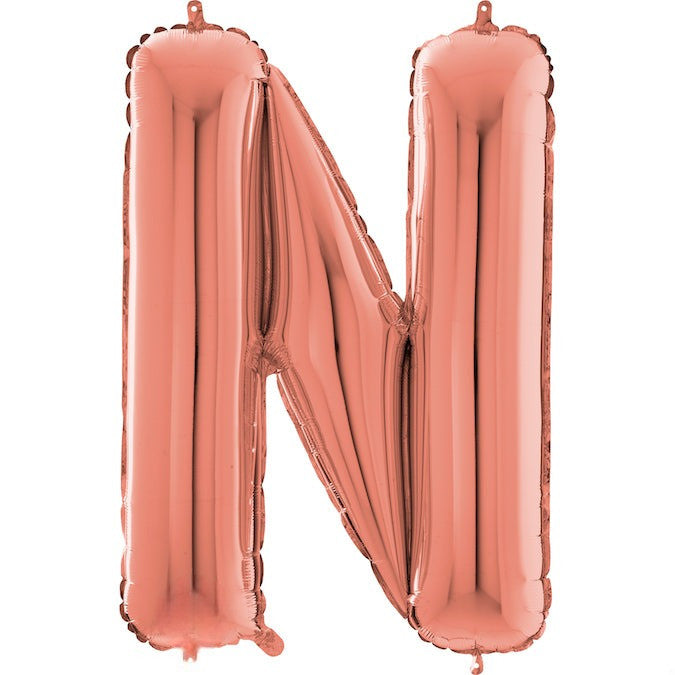 26" Midsize Letter Shape N Rose Gold Foil Balloon