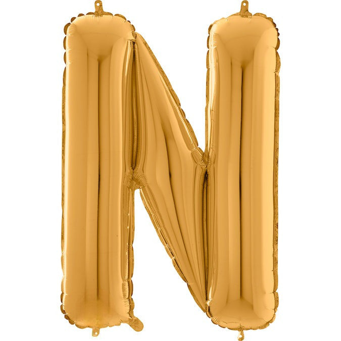 26" Midsize Letter Shape N Gold Foil Balloon
