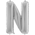 26" Midsize Letter Shape N Silver Foil Balloon