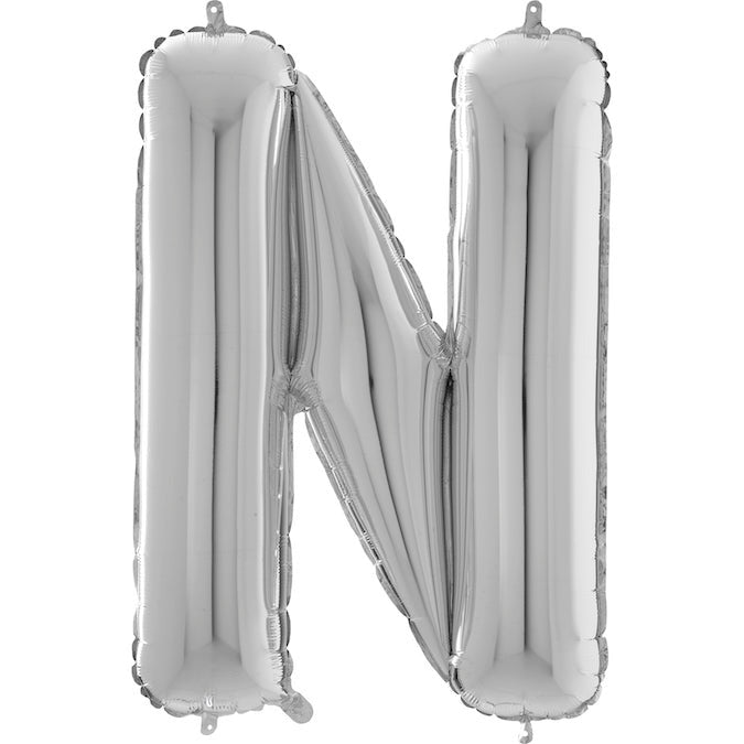 26" Midsize Letter Shape N Silver Foil Balloon