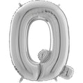 26" Midsize Letter Shape Q Silver Foil Balloon