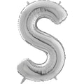 26" Midsize Letter Shape S Silver Foil Balloon