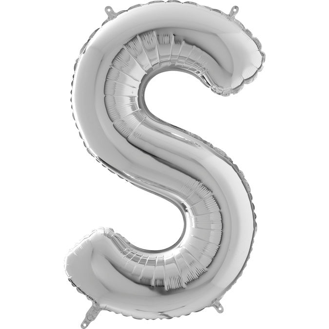 26" Midsize Letter Shape S Silver Foil Balloon