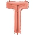 26" Midsize Letter Shape T Rose Gold Foil Balloon