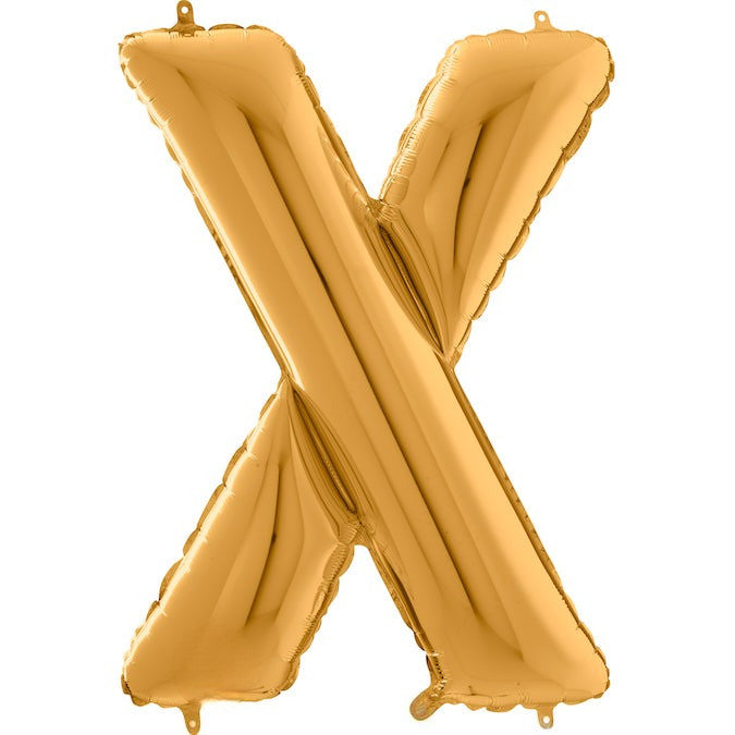 26" Midsize Letter Shape X Gold Foil Balloon