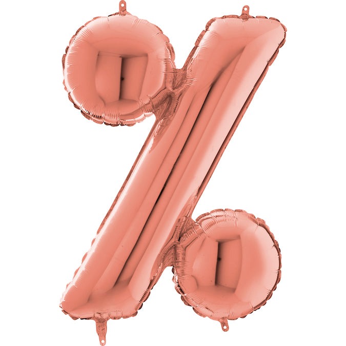 26" Symbol Percentage Rose Gold Foil Balloon