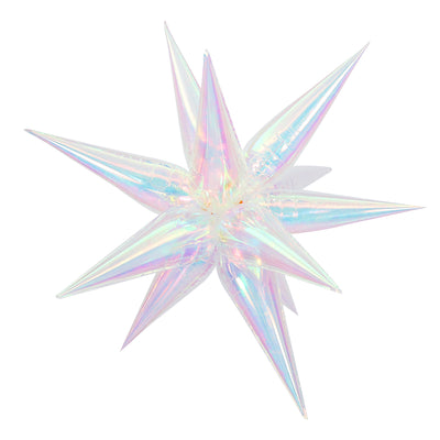 26 Inches Airfill Decor Only Pearl Lustrous Iridescent Starburst 12 Piece Kit Balloon