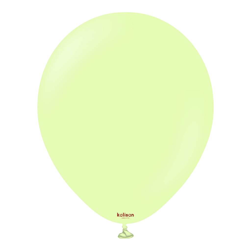 Color Code:3013 Macaron Pistachio 12 Inch With Logo Showing Kalisan Brand Uninflated Latex Balloons