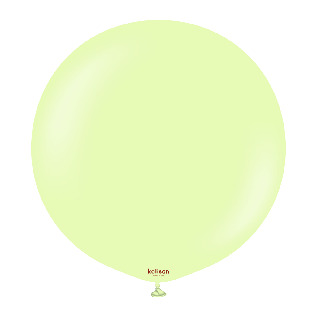 Color Code:3013 Macaron Pistachio 24 Inch With Logo Showing Kalisan Brand Uninflated Latex Balloons