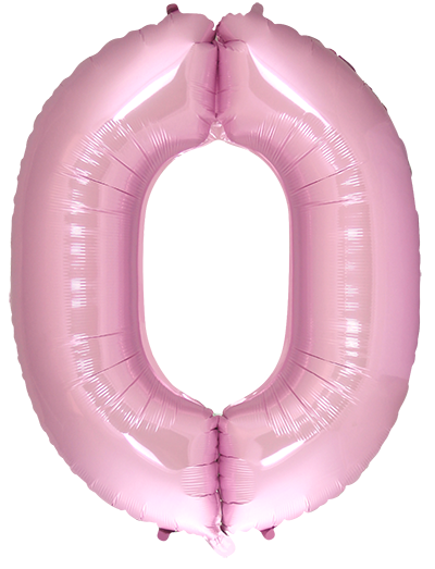 Inflated balloon to 32", 40" if uninflated. The color is Pastel Pink. Number "0" Foil Balloon Manufactured by Flexmetal in Spain.