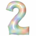 Amscan 34″ Number 2 Pastel Rainbow Foil Balloon in the shape of the number two with a pastel rainbow gradient.