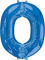 Globo de aluminio Supershape 0 Blue de 34″ con forma de número cero.