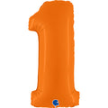 Uninflated 40" (34" Inflated) Number 1 Matte Orange Foil Balloon Manufactured By Grabo Balloons in Italy