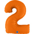 Uninflated 40" (34" Inflated) Number 2 Matte Orange Foil Balloon Manufactured By Grabo Balloons in Italy