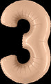 40" Number "3" Satin Nude Foil Balloons