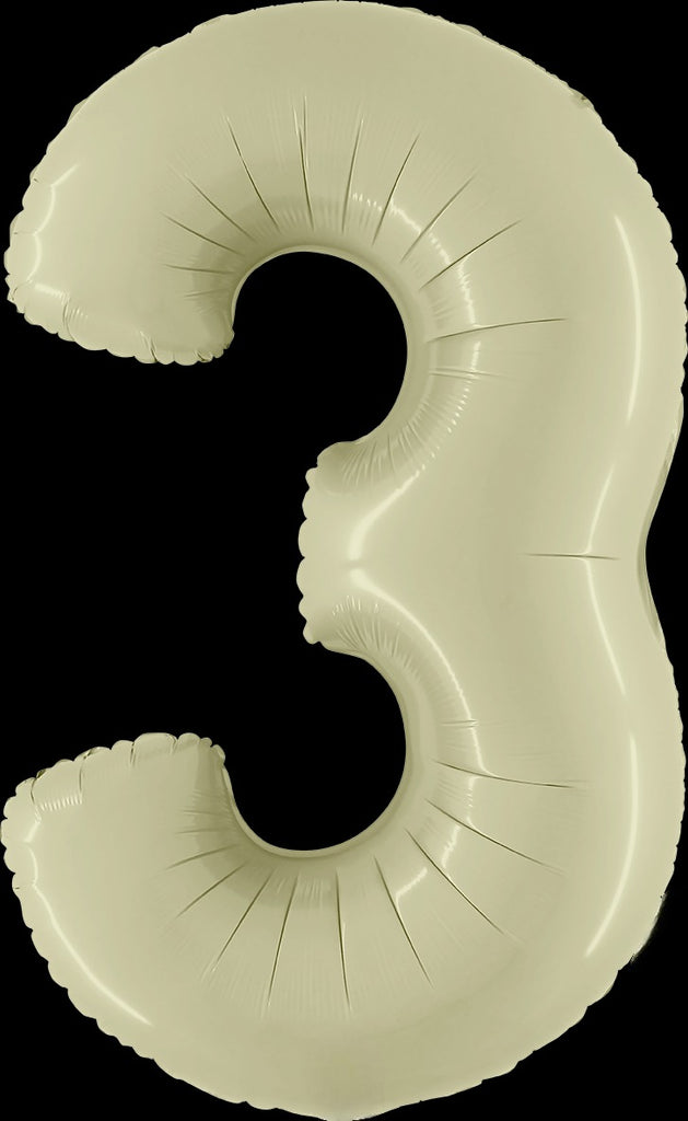 40" Number "3" Olive Green Foil Balloons