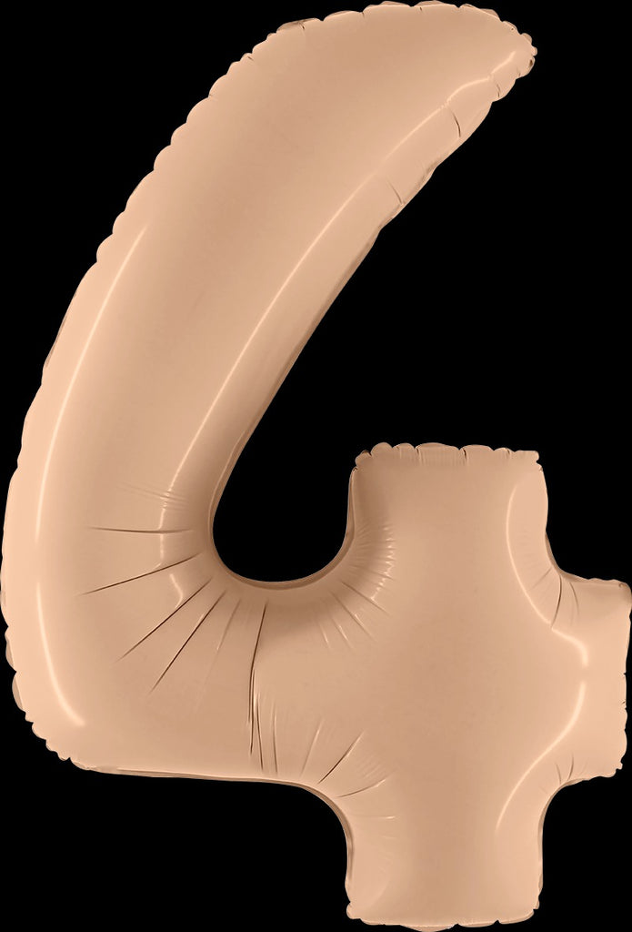 40" Number "4" Satin Nude Foil Balloons