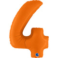 Uninflated 40" (34" Inflated) Number 4 Matte Orange Foil Balloon Manufactured By Grabo Balloons in Italy