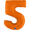 Uninflated 40" (34" Inflated) Number 5 Matte Orange Foil Balloon Brand Name Grabo Balloons in Italy