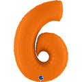 Uninflated 40" (34" Inflated) Number 6 Matte Orange Foil Balloon Made By Grabo Balloons in Italy