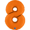 Flat Not Inflated 40" (34" Inflated) Number 8 Matte Orange Foil Balloon Brand Name Grabo Balloons in Italy