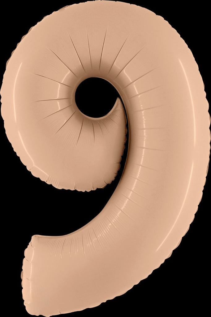 40" Number "9" Satin Nude Foil Balloons