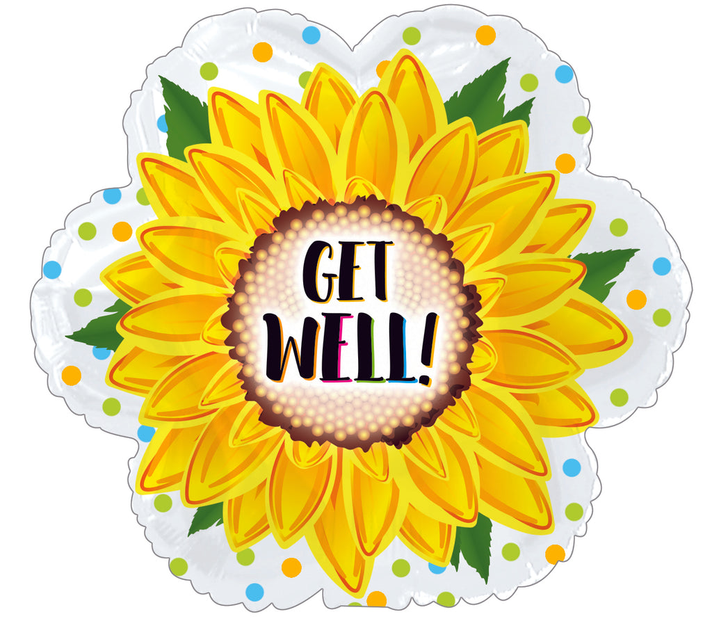 Not Inflated 9" Get Well Sunflower Foil Balloon Made By CTI Industries Corporation of Lake Barrington IL