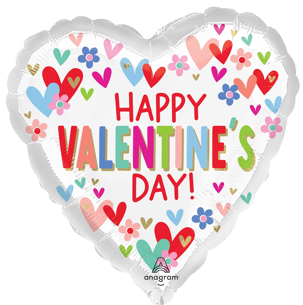 46369 Happy Valentines Day HeartsDaisies foil balloons anagram 
