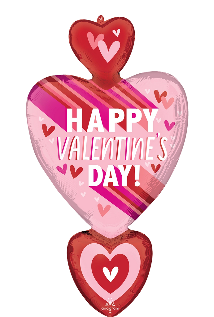 46370 Happy Valentines Day Hearts and Stripes foil balloons anagram 