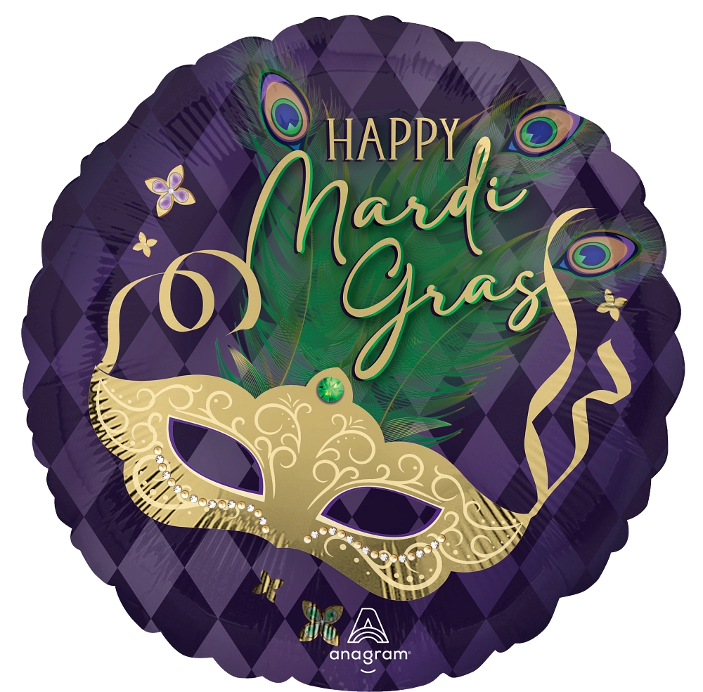 46404 Happy Mardi Gras Mask foil balloons anagram 