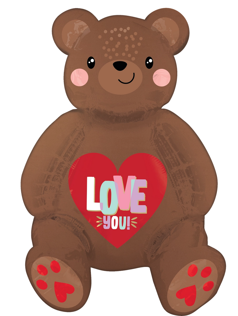 46523 Satin Love Bear Sitter foil balloons anagram 