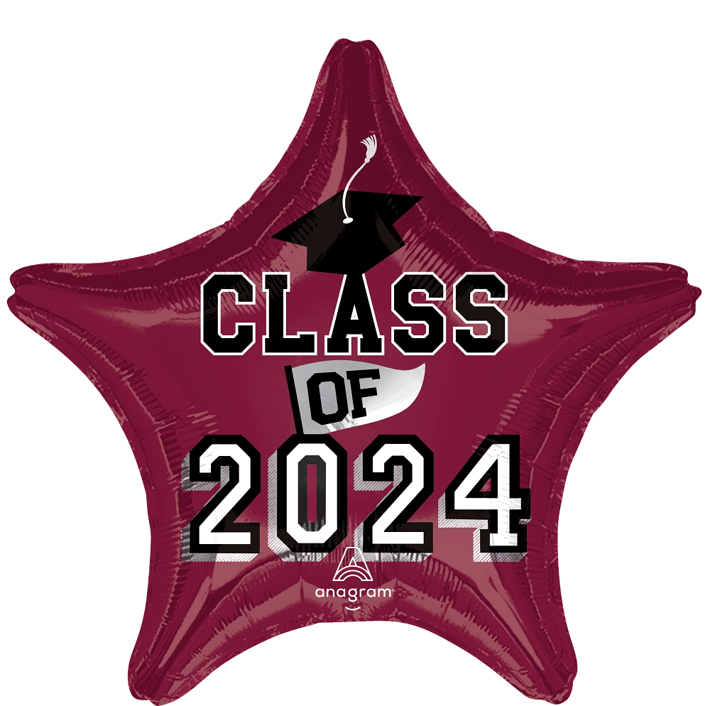 46634 Class of 2024 Berry foil balloons anagram 