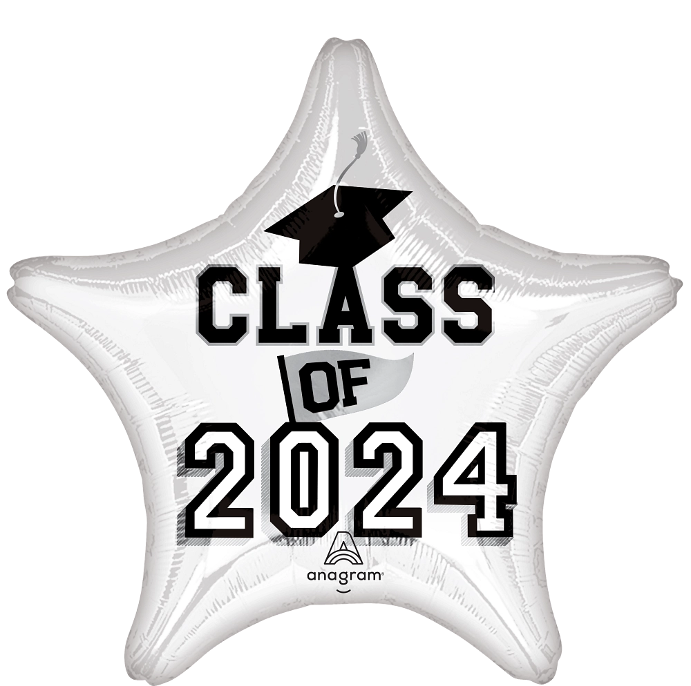 46641 Class of 2024 White foil balloons anagram 