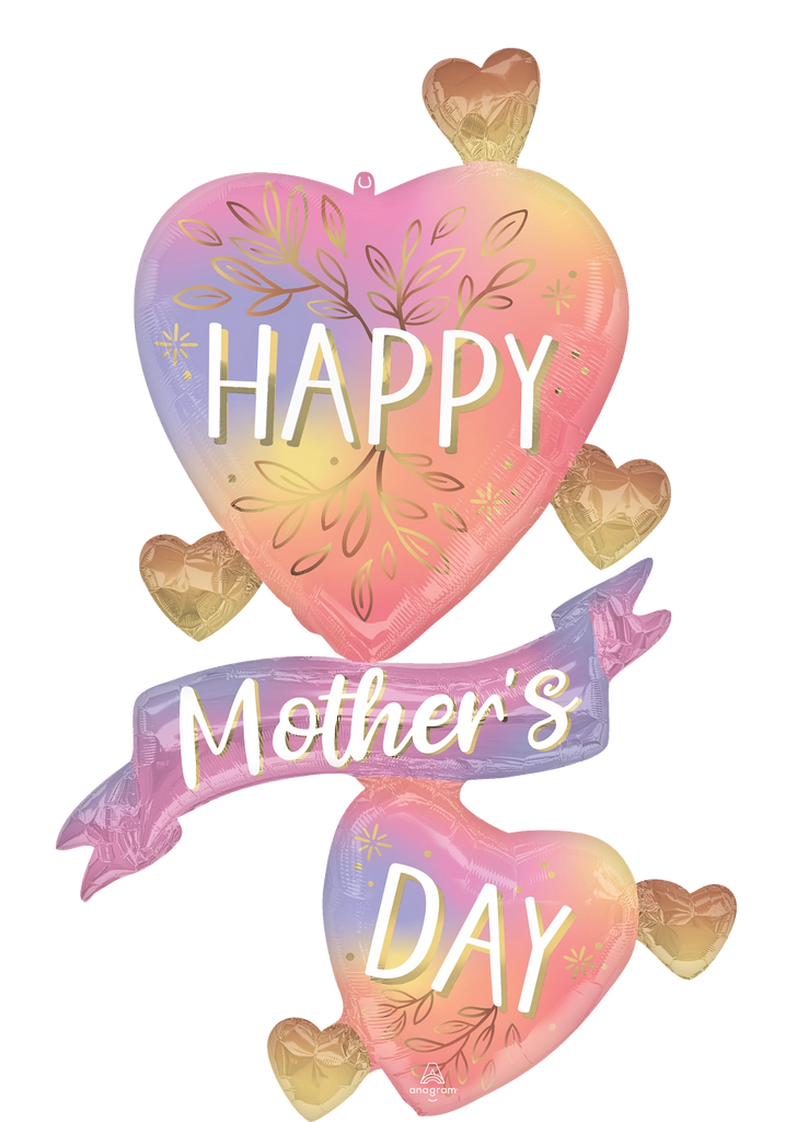 46748 Happy Mothers Day Botanical Traces Hearts foil balloons anagram 