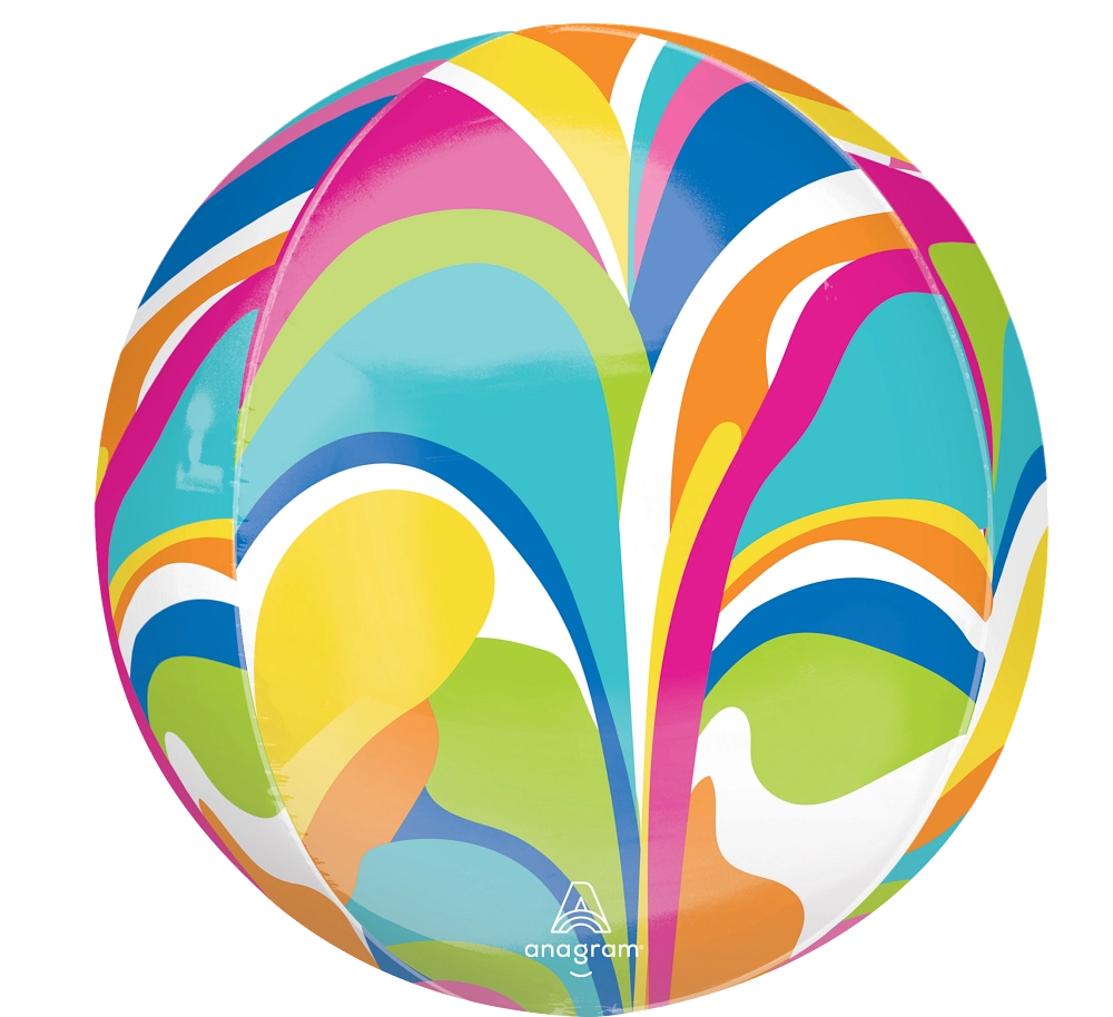 16 Inches Jumbo Orbz Vibrant Macro Marble Foil Balloon