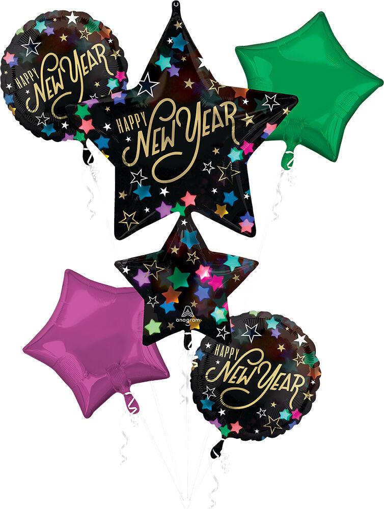 Not Inflated Bouquet New Year Starlight Foil Balloon Manufactured By Anagram Amscan Leader in Foil Balloons/MD